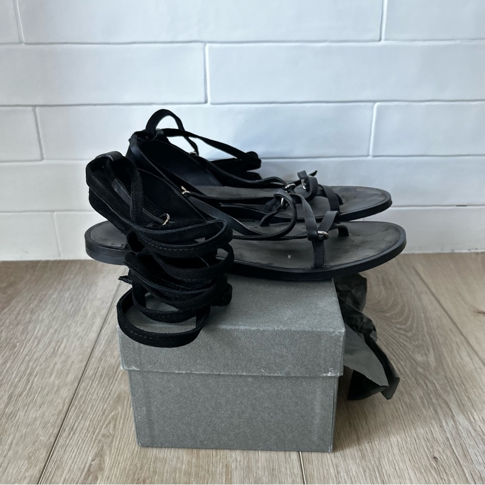 All Saints Leather Black Strappy Sandals
